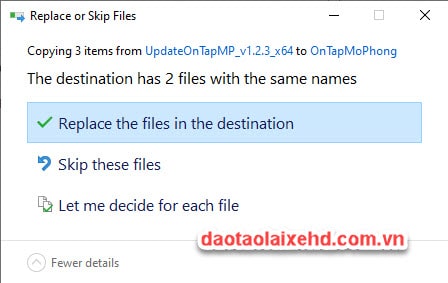 Bước 4: Chọn Replace the files